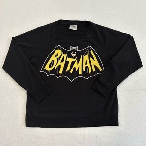 Batman Retro Logo Long Sleeve Crewneck Shirt Black Yellow Size Medium
